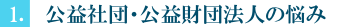 （1）公益社団・公益財団法人（公益認定済み）の悩み